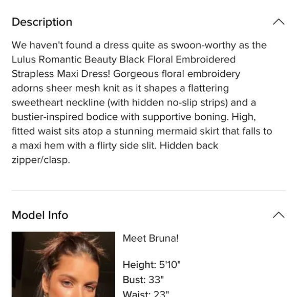 Lulu’s NWT Black Floral Embroidered Strapless Evening Gown LongMaxi Dress Small - Picture 7 of 7